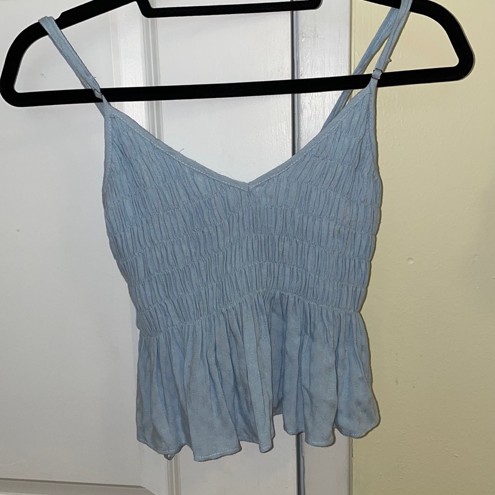Blue Smocked Summer Tank Top (size small)